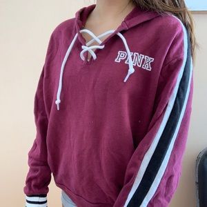 vs PINK maroon crewneck hoodie